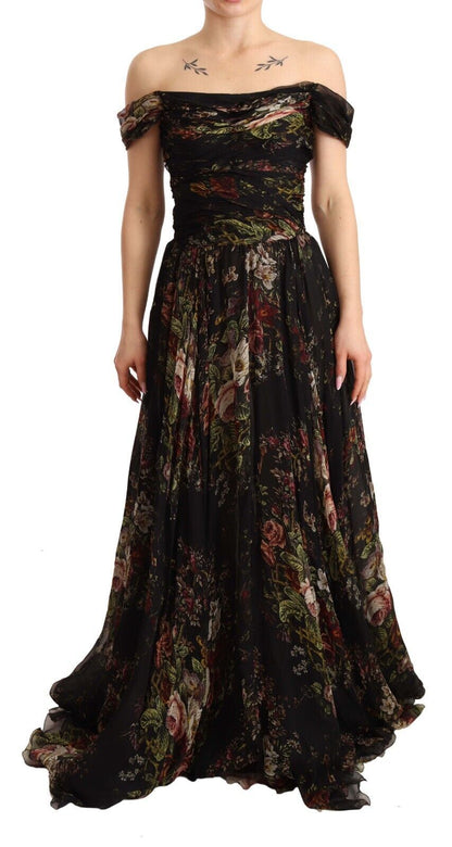 Dolce & Gabbana Floral Silk Off-Shoulder Long Dress Dolce & Gabbana