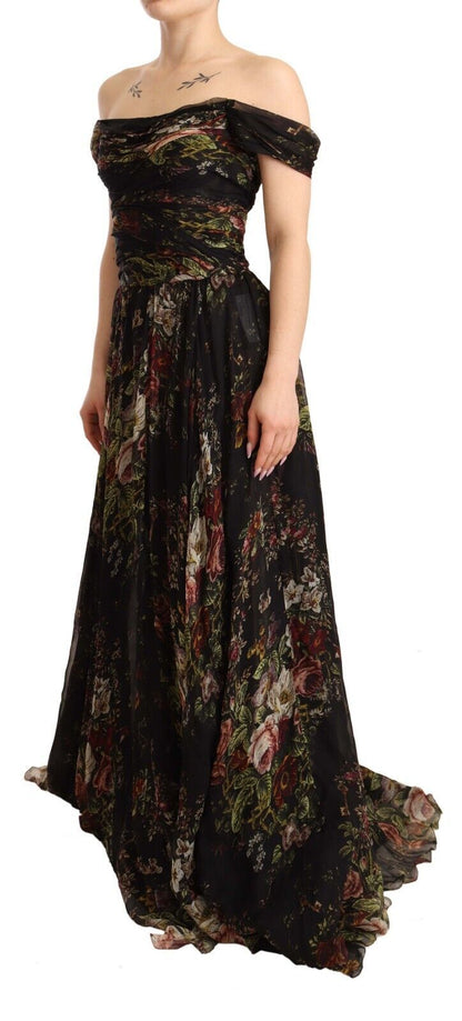 Dolce & Gabbana Floral Silk Off-Shoulder Long Dress Dolce & Gabbana