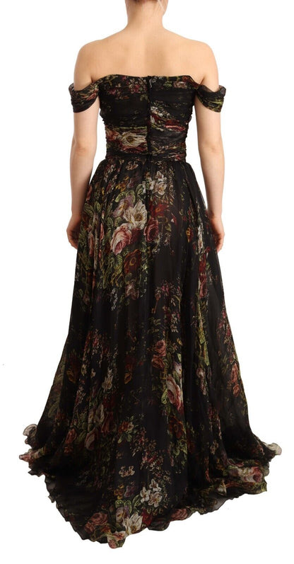 Dolce & Gabbana Floral Silk Off-Shoulder Long Dress Dolce & Gabbana