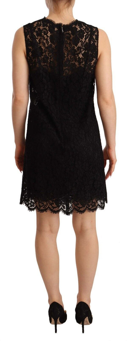 Dolce & Gabbana Elegant Floral Lace Sheath Dress in Black Dolce & Gabbana