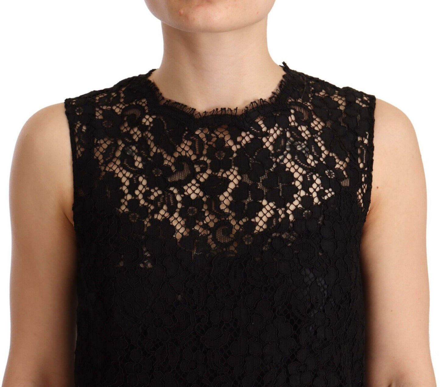 Dolce & Gabbana Elegant Floral Lace Sheath Dress in Black Dolce & Gabbana