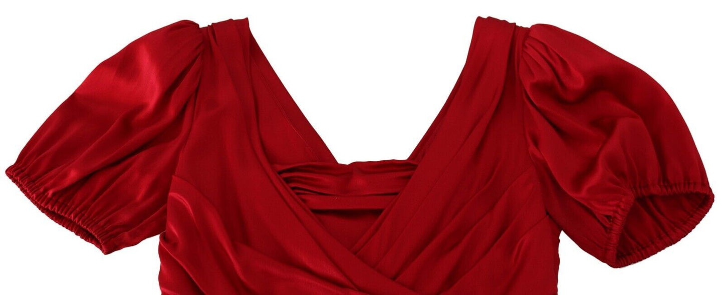 Dolce & Gabbana Elegant Red Silk Stretch Mermaid Dress Dolce & Gabbana