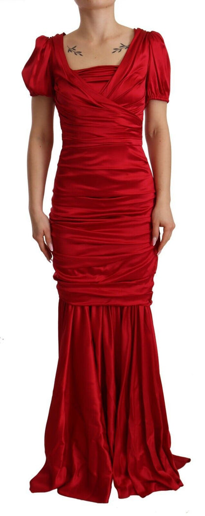 Dolce & Gabbana Elegant Red Silk Stretch Mermaid Dress Dolce & Gabbana