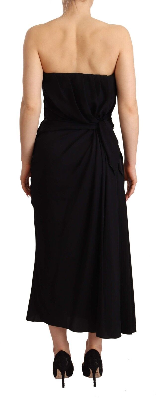 Dolce & Gabbana Elegant Strapless Silk Midi Dress Dolce & Gabbana