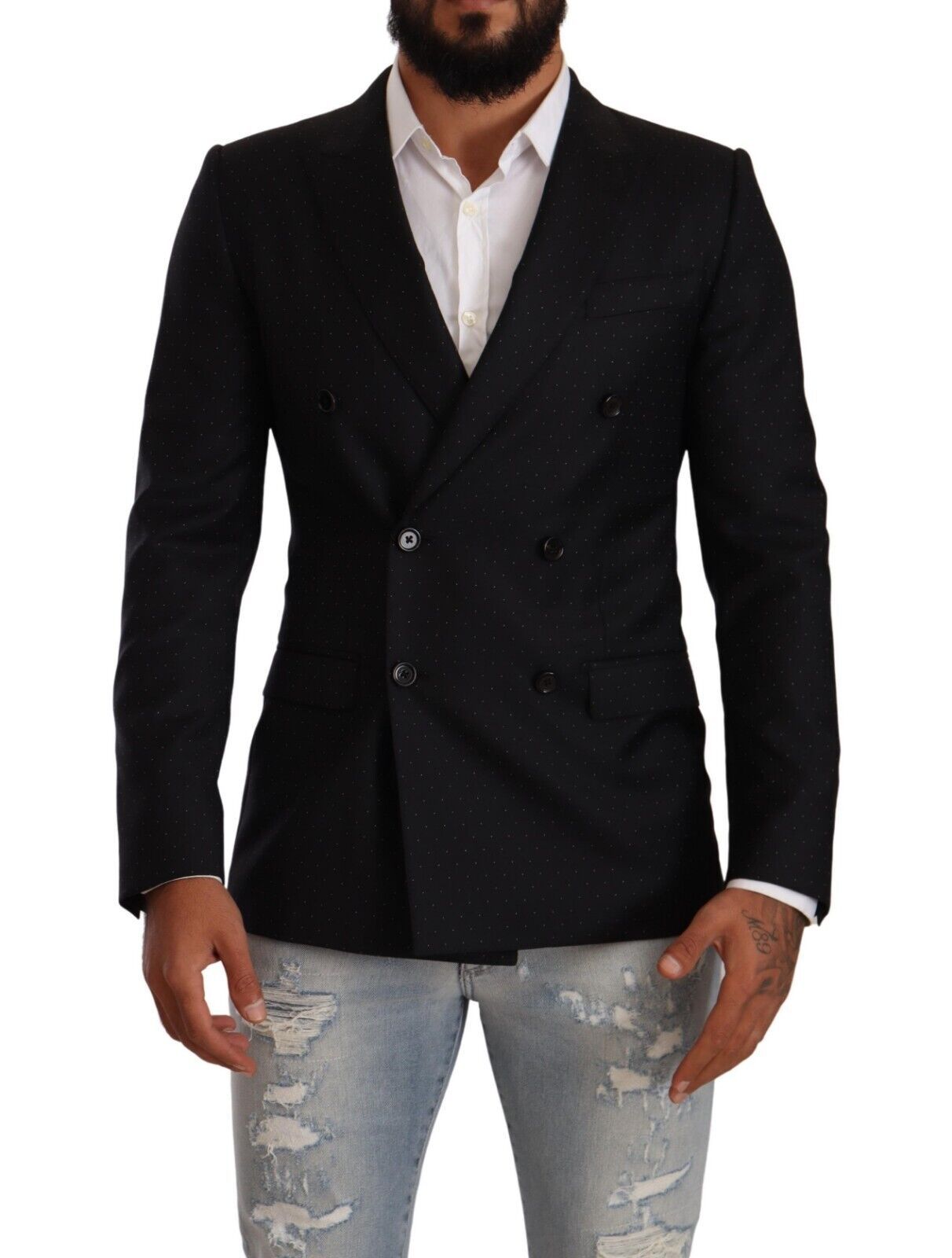 Dolce & Gabbana Elegant Black Dotted Formal Blazer Dolce & Gabbana