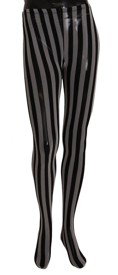 Dolce & Gabbana Black and White Striped Luxury Tights Dolce & Gabbana