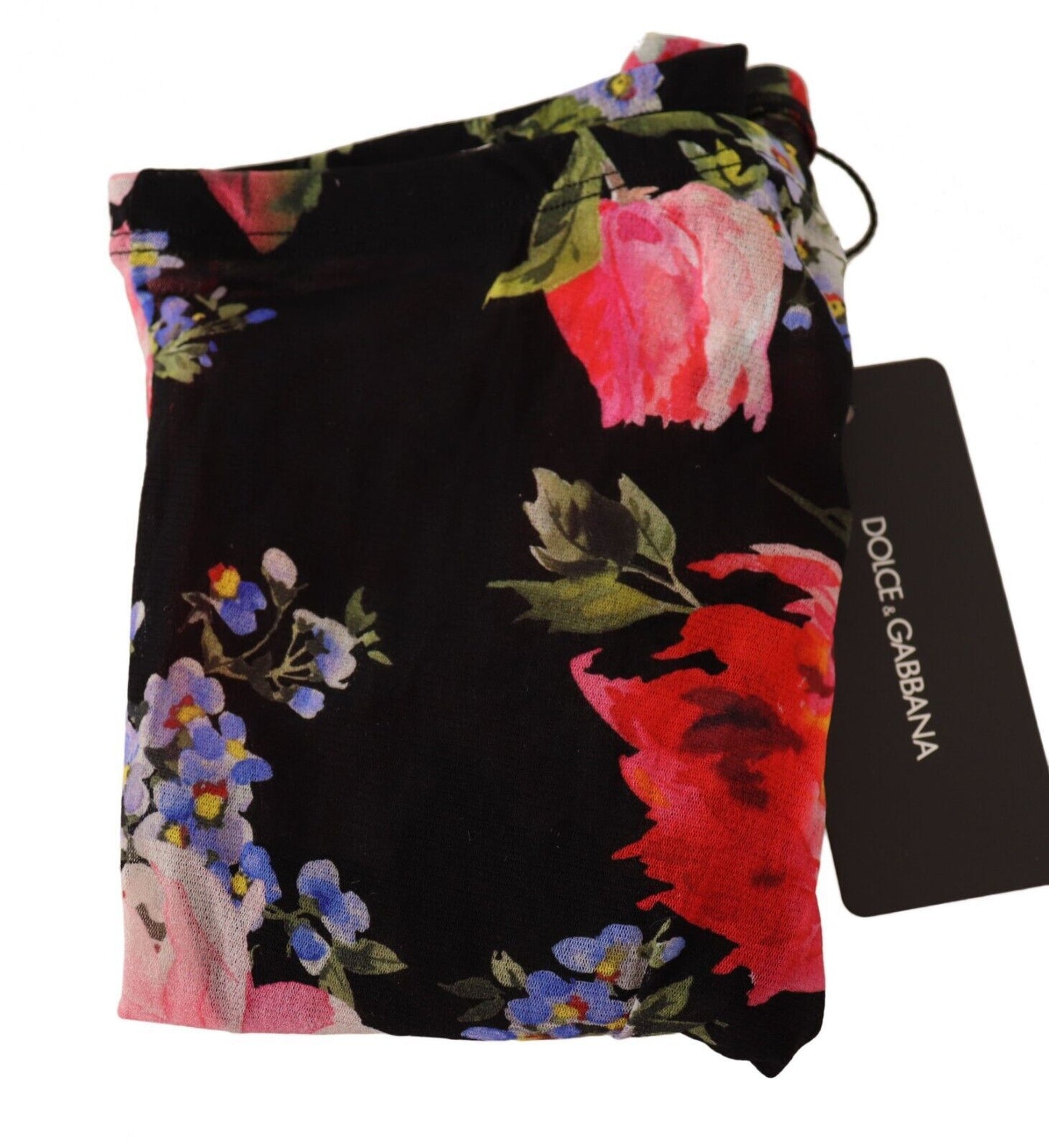 Dolce & Gabbana Floral Noir Nylon Tights - Elegance in Bloom Dolce & Gabbana