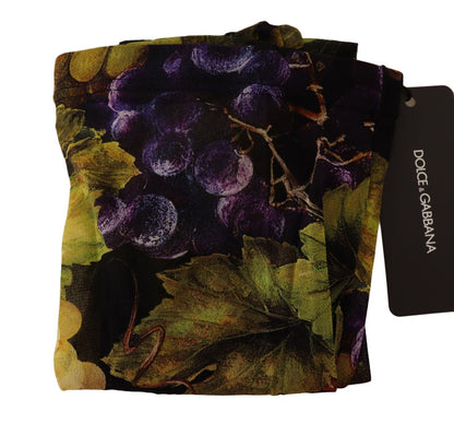 Dolce & Gabbana Elegant Black Grapes Printed Nylon Tights Dolce & Gabbana