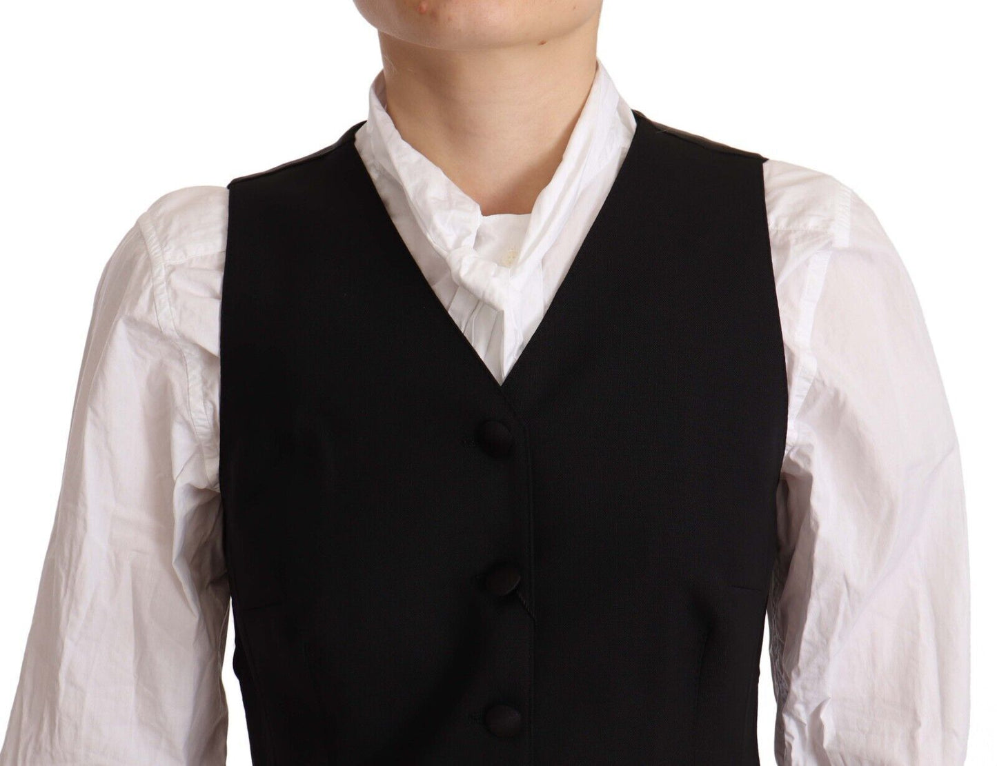 Dolce & Gabbana Elegant Black Wool Blend Waistcoat Dolce & Gabbana