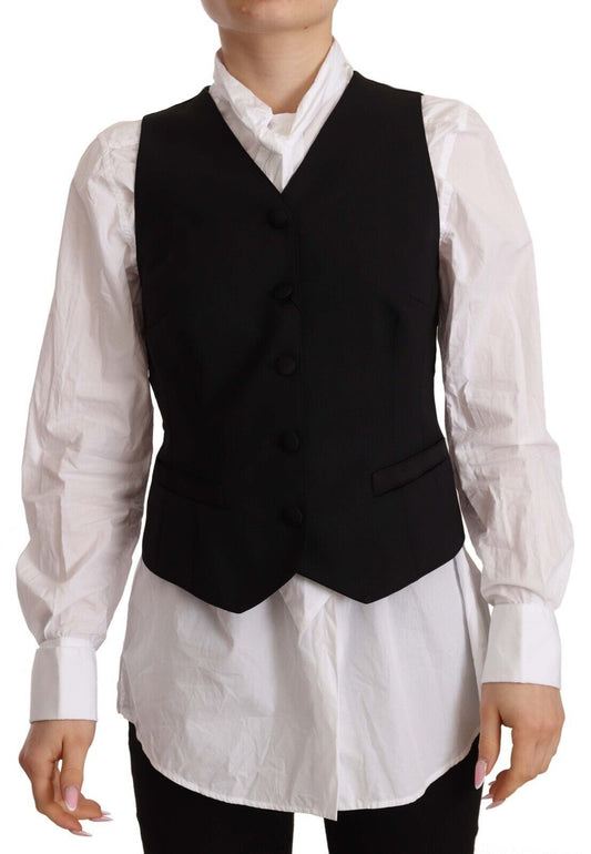 Dolce & Gabbana Elegant Black Wool Blend Waistcoat Dolce & Gabbana