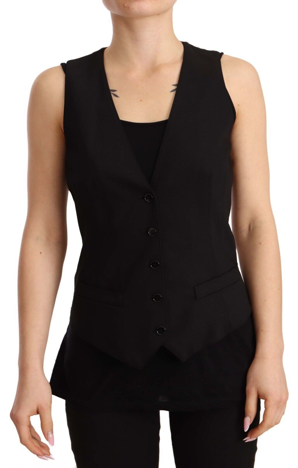 Dolce & Gabbana Elegant Black Wool Blend Waistcoat Dolce & Gabbana