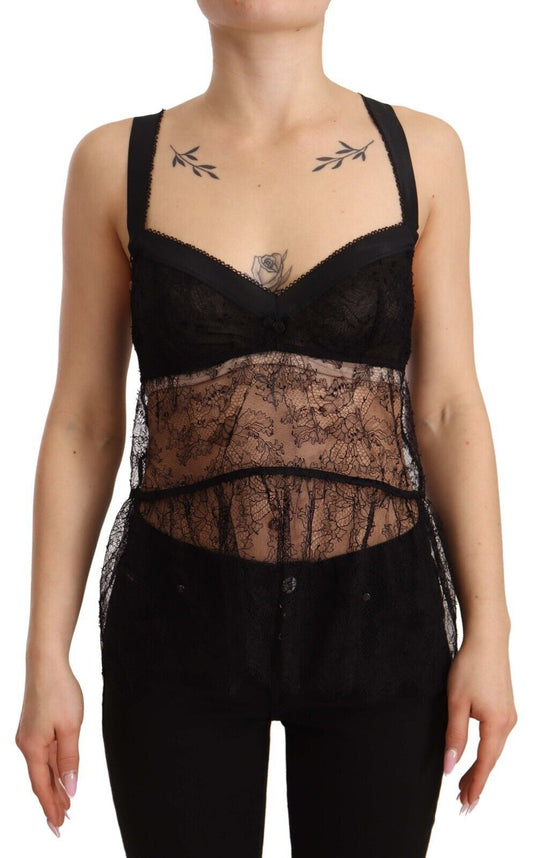 Dolce & Gabbana Elegant Black Silk Lingerie Chemise Dolce & Gabbana