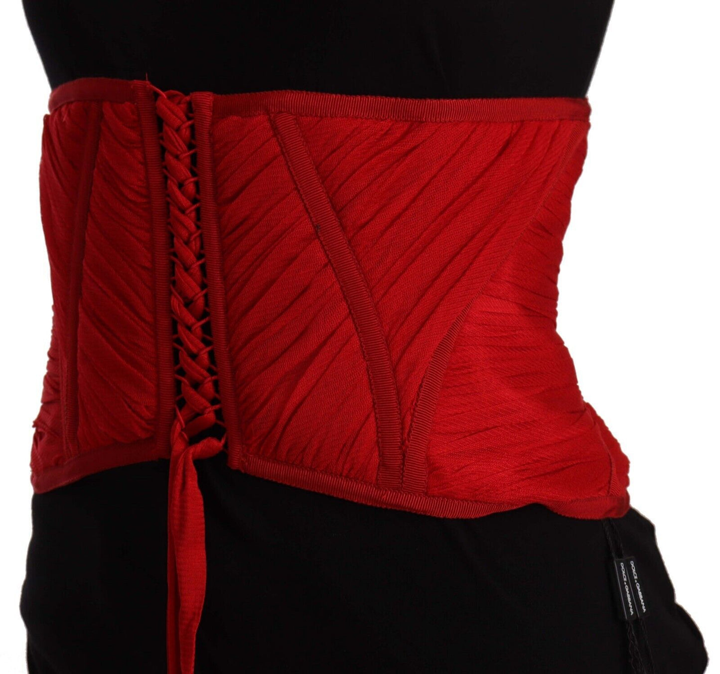 Dolce & Gabbana Elegant Red Silk Corset Belt Top Dolce & Gabbana