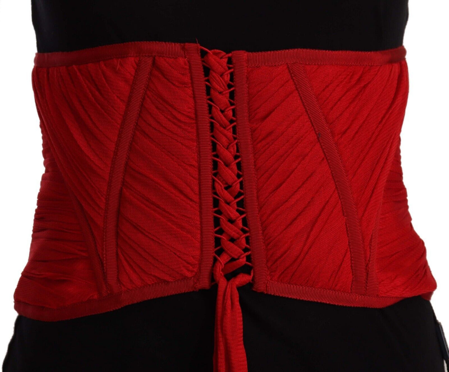 Dolce & Gabbana Elegant Red Silk Corset Belt Top Dolce & Gabbana