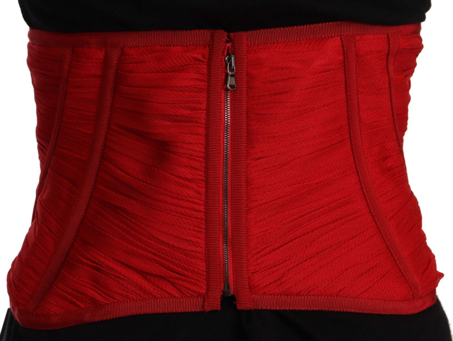 Dolce & Gabbana Elegant Red Silk Corset Belt Top Dolce & Gabbana