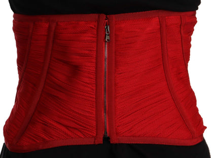 Dolce & Gabbana Elegant Red Silk Corset Belt Top Dolce & Gabbana