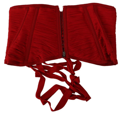 Dolce & Gabbana Elegant Red Silk Corset Belt Top Dolce & Gabbana