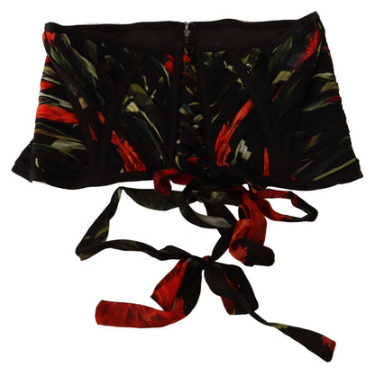 Dolce & Gabbana Elegant Black Silk Corset Belt Top Dolce & Gabbana