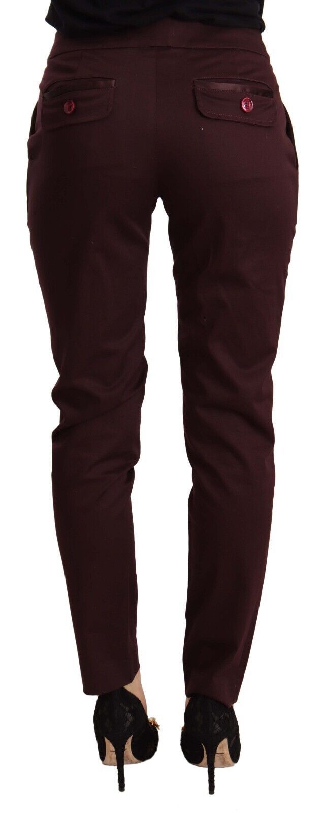 Just Cavalli Maroon Slim Fit Skinny Pants with Zipper Detail Just Cavalli