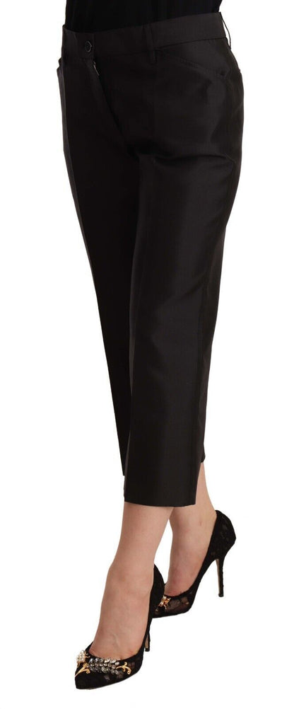 Dolce & Gabbana Chic Silk Cropped Trousers in Timeless Black Dolce & Gabbana