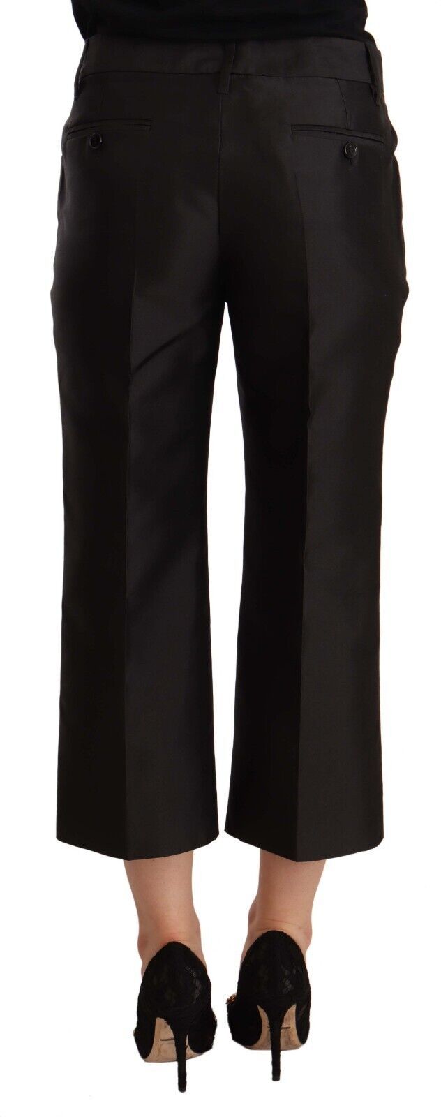 Dolce & Gabbana Chic Silk Cropped Trousers in Timeless Black Dolce & Gabbana