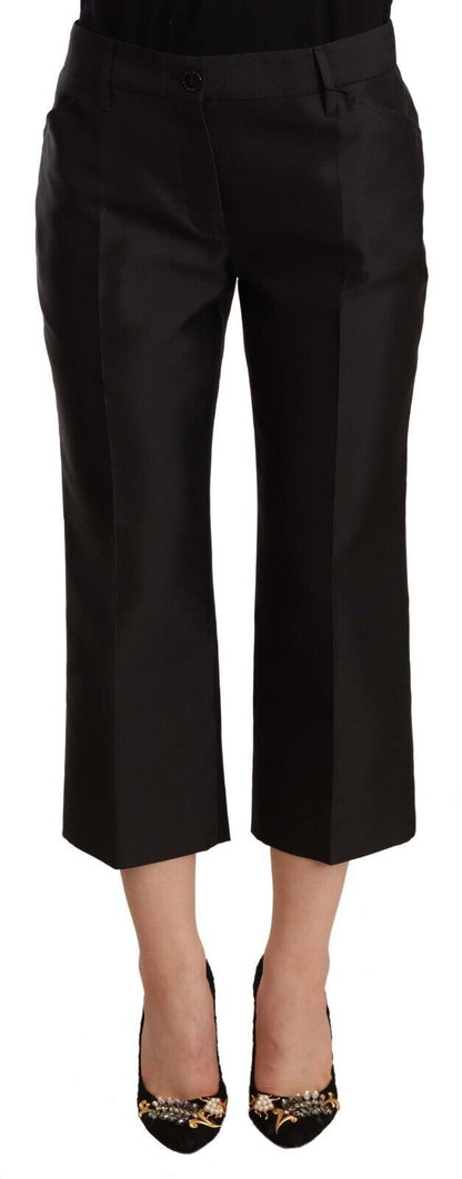 Dolce & Gabbana Chic Silk Cropped Trousers in Timeless Black Dolce & Gabbana