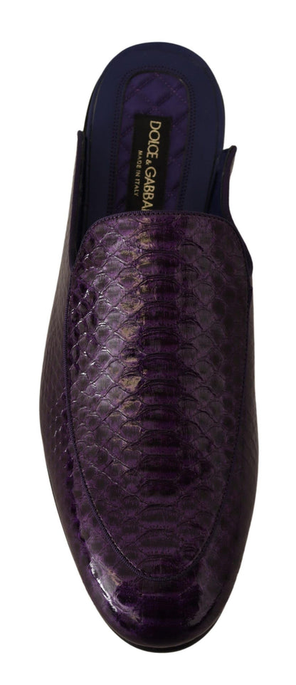 Dolce & Gabbana Purple Exotic Python Leather Slides Dolce & Gabbana