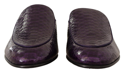 Dolce & Gabbana Purple Exotic Python Leather Slides Dolce & Gabbana