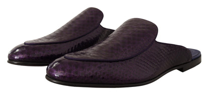 Dolce & Gabbana Purple Exotic Python Leather Slides Dolce & Gabbana