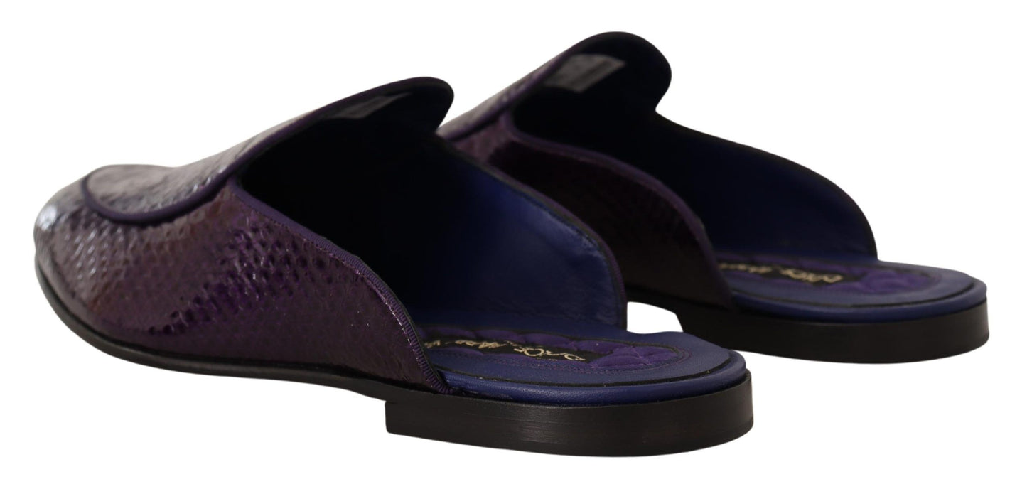 Dolce & Gabbana Purple Exotic Python Leather Slides Dolce & Gabbana