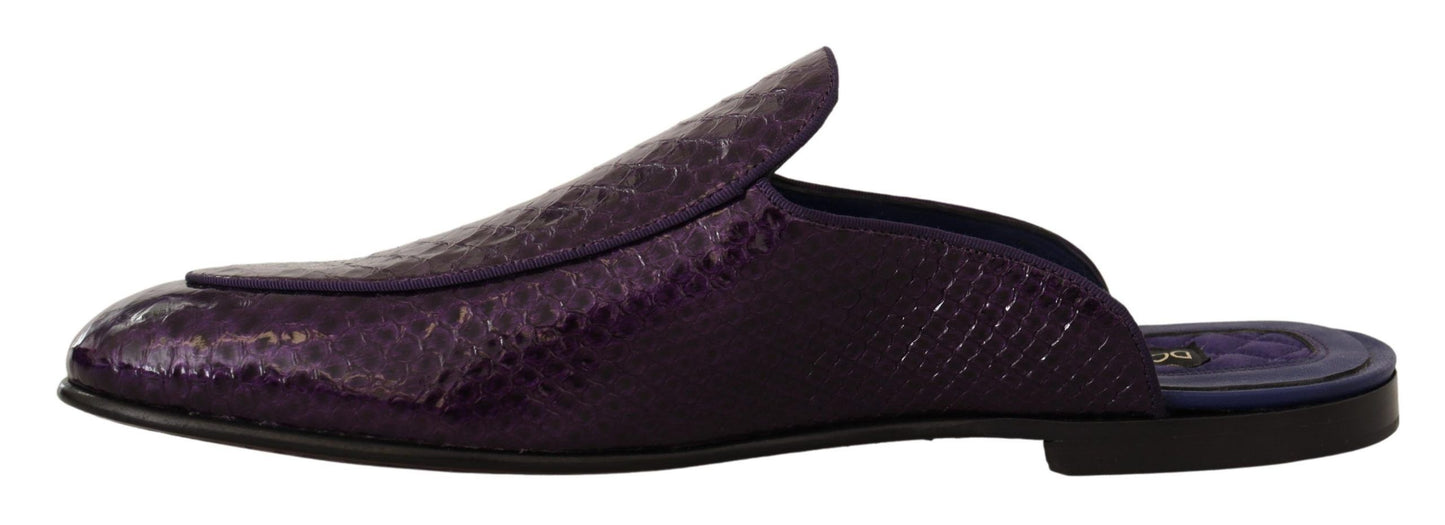 Dolce & Gabbana Purple Exotic Python Leather Slides Dolce & Gabbana