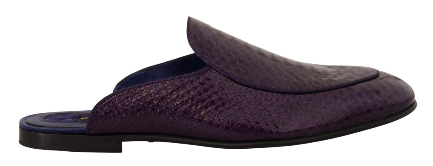 Dolce & Gabbana Purple Exotic Python Leather Slides Dolce & Gabbana