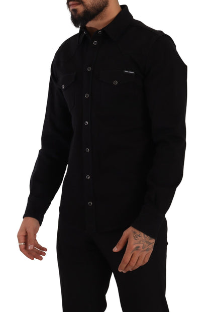 Dolce & Gabbana Slim Fit Casual Black Designer Shirt Dolce & Gabbana