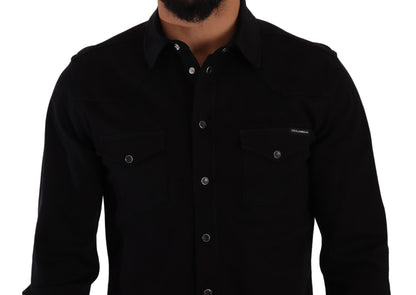 Dolce & Gabbana Slim Fit Casual Black Designer Shirt Dolce & Gabbana