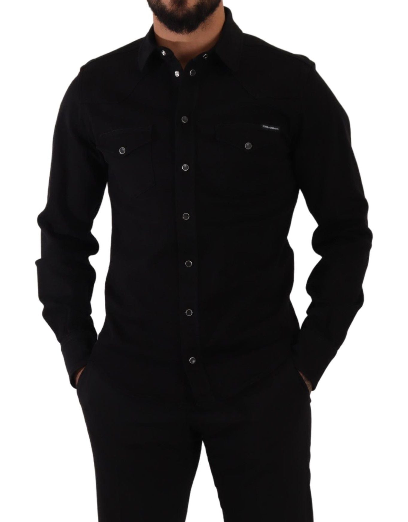 Dolce & Gabbana Slim Fit Casual Black Designer Shirt Dolce & Gabbana