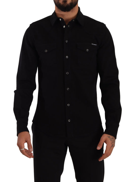 Dolce & Gabbana Slim Fit Casual Black Designer Shirt Dolce & Gabbana