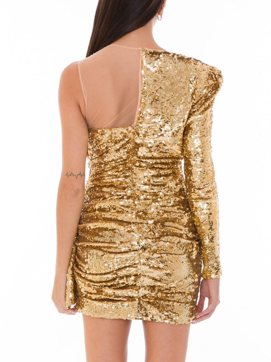 Elisabetta Franchi Glistening Gold Sequin Evening Dress Elisabetta Franchi