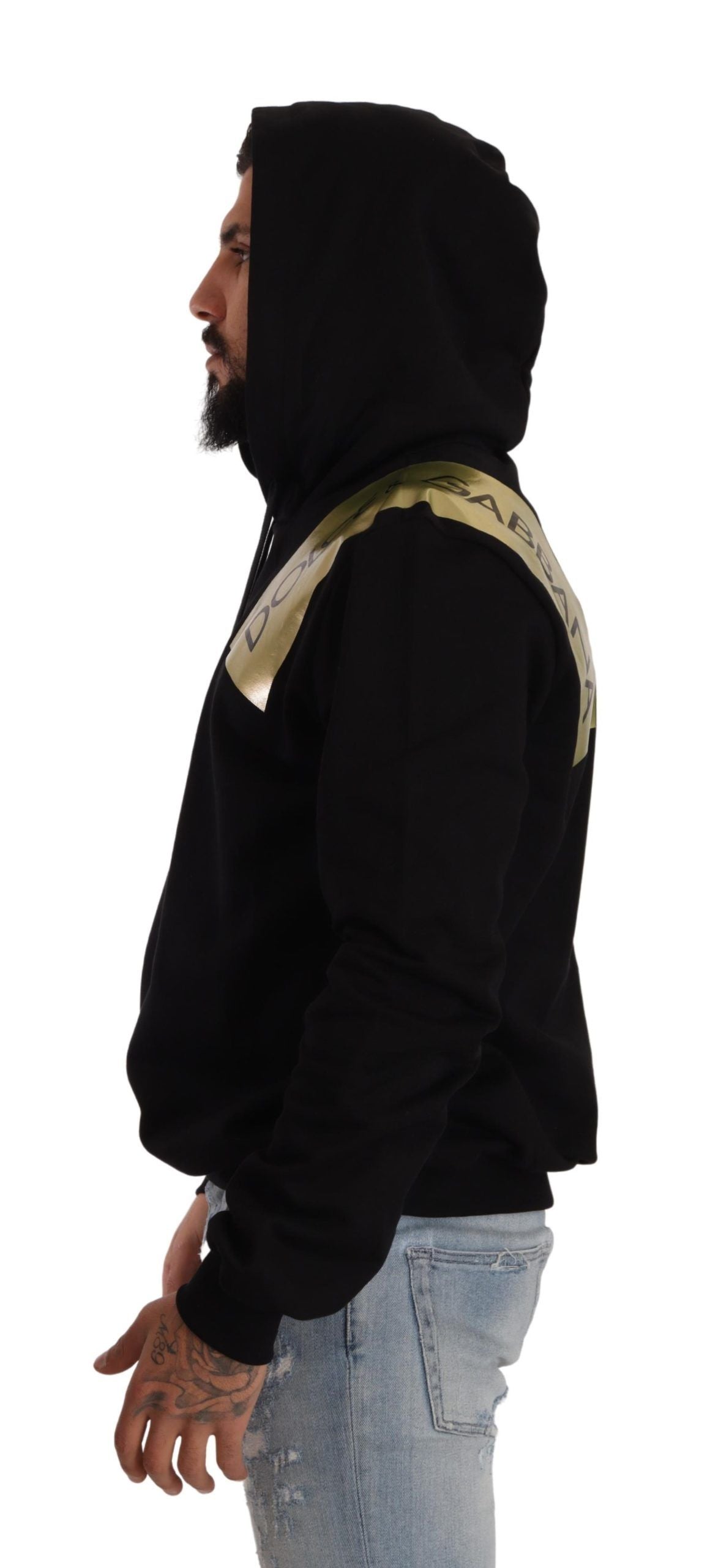 Dolce & Gabbana Elevate Your Style with a Black Golden-Logo Pullover Dolce & Gabbana