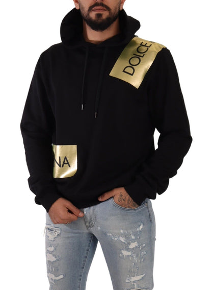 Dolce & Gabbana Elevate Your Style with a Black Golden-Logo Pullover Dolce & Gabbana