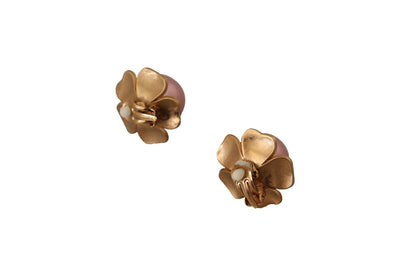 Dolce & Gabbana Elegant Floral Crystal Pearl Clip-On Earrings Dolce & Gabbana