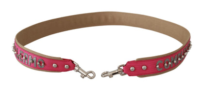 Dolce & Gabbana Pink Leather Shoulder Strap with Silver Details Dolce & Gabbana