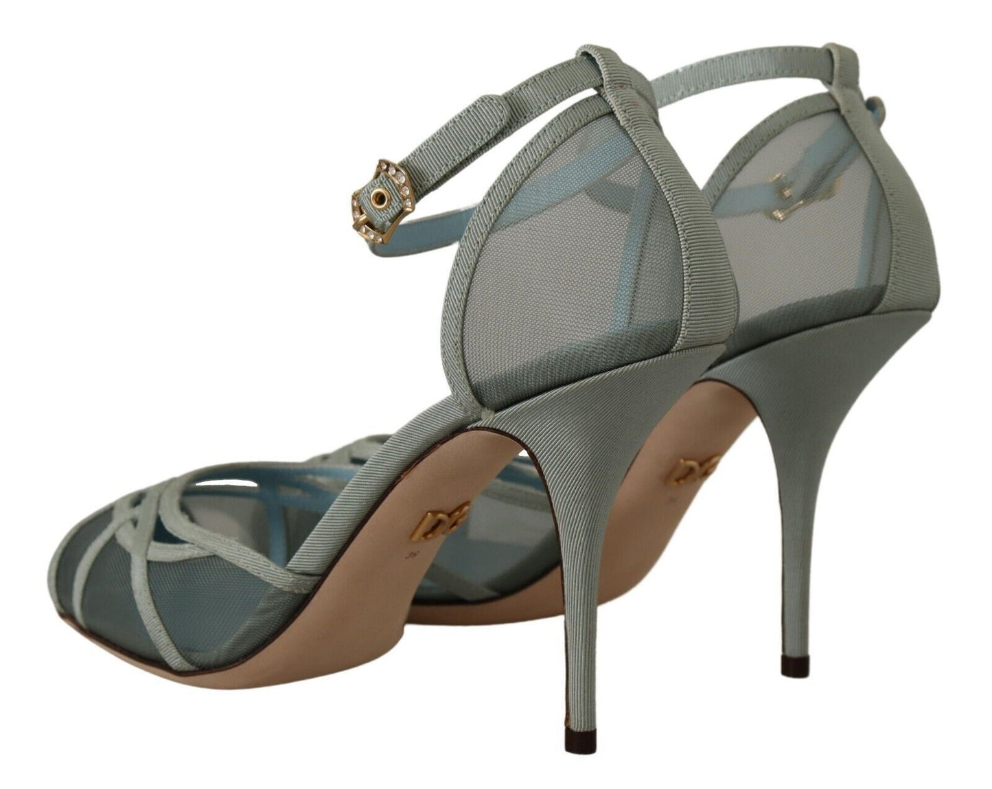 Dolce & Gabbana Elegant Blue Mesh Ankle Strap Sandals Dolce & Gabbana