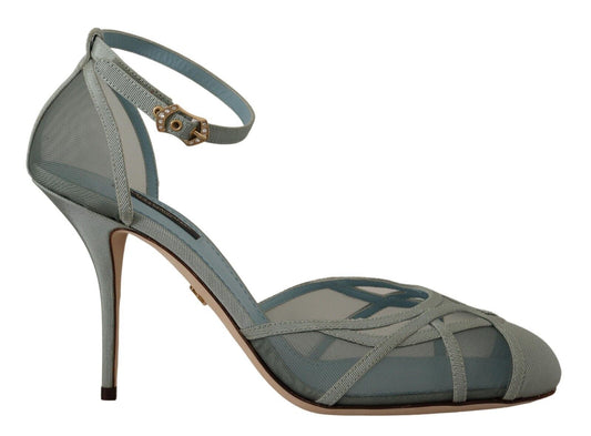 Dolce & Gabbana Elegant Blue Mesh Ankle Strap Sandals Dolce & Gabbana