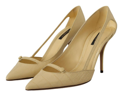 Dolce & Gabbana Chic Pointed Toe Leather Pumps in Sunshine Yellow Dolce & Gabbana