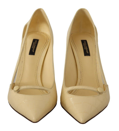 Dolce & Gabbana Chic Pointed Toe Leather Pumps in Sunshine Yellow Dolce & Gabbana