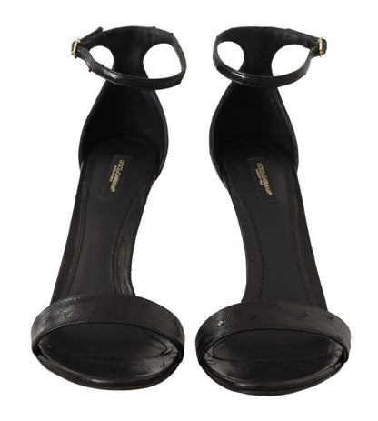 Dolce & Gabbana Elegant Ostrich Leather Ankle Strap Heels Dolce & Gabbana