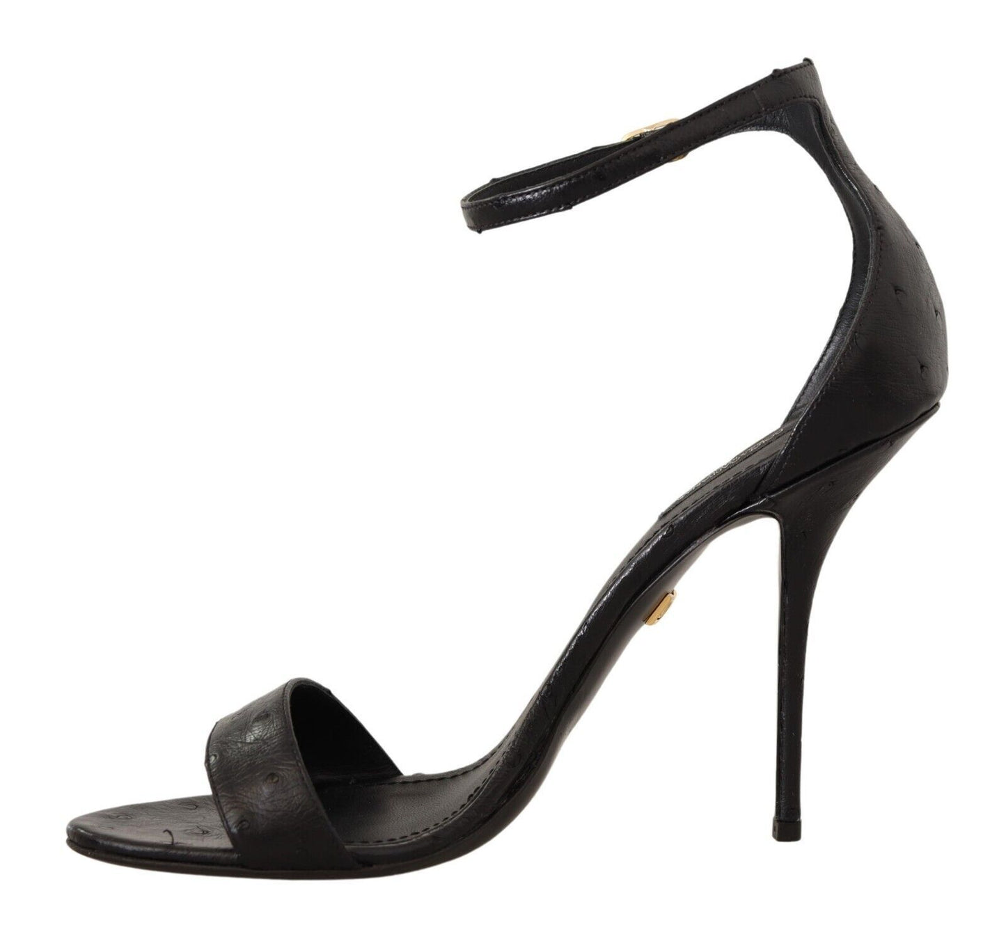 Dolce & Gabbana Elegant Ostrich Leather Ankle Strap Heels Dolce & Gabbana