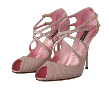 Dolce & Gabbana Pink Glitter Peep Toe High Heels Sandals Dolce & Gabbana