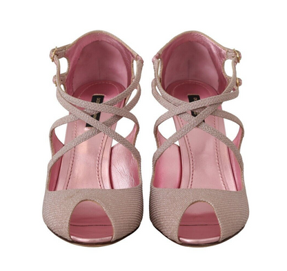 Dolce & Gabbana Pink Glitter Peep Toe High Heels Sandals Dolce & Gabbana