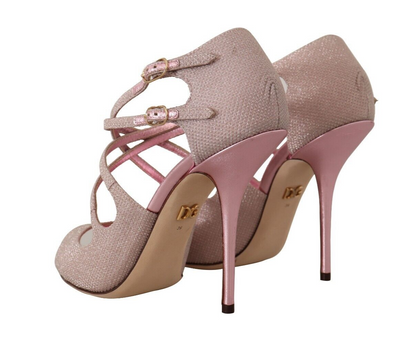 Dolce & Gabbana Pink Glitter Peep Toe High Heels Sandals Dolce & Gabbana